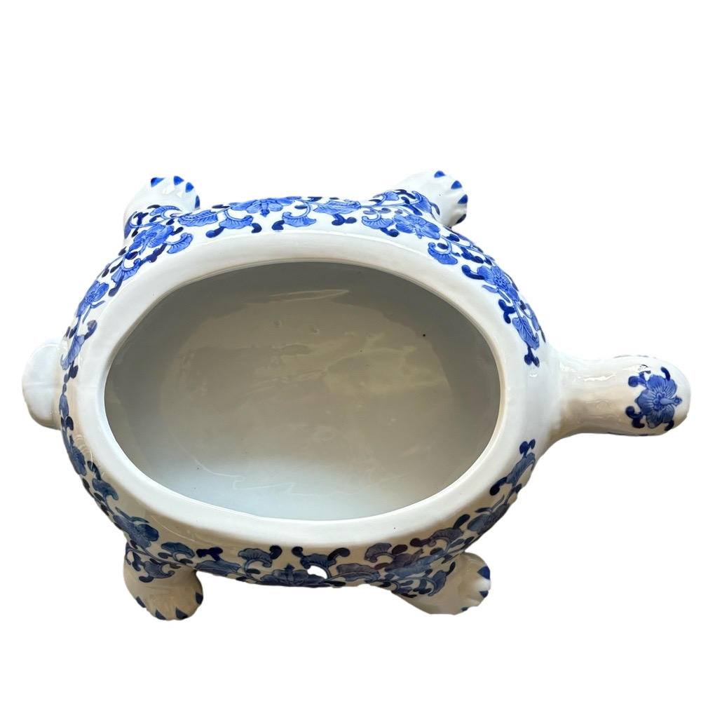 Blue and White Ceramic Turtle Canister - Picture 6 of 7